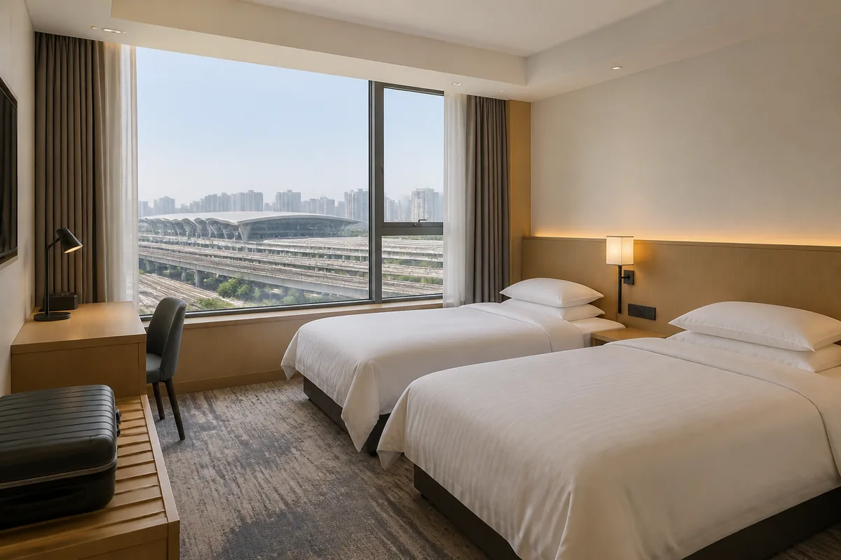 Illustrative practical twin room near Chongqing North Railway Station